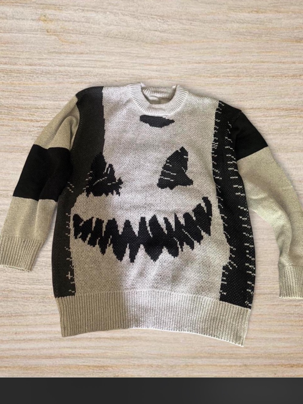 Gray & Black Knit Crewneck Sweater